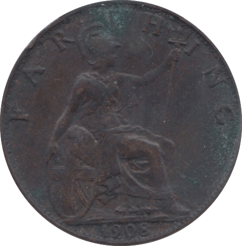 1908 FARTHING ( GVF ) 2 - Farthing - Cambridgeshire Coins