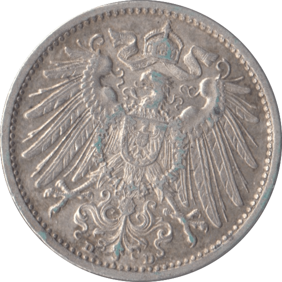 1908 GERMANY SILVER 1 MARK - SILVER WORLD COINS - Cambridgeshire Coins