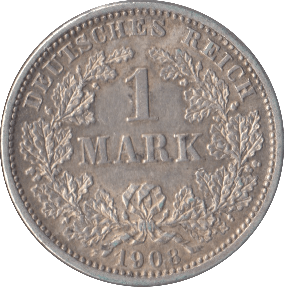 1908 GERMANY SILVER 1 MARK - SILVER WORLD COINS - Cambridgeshire Coins