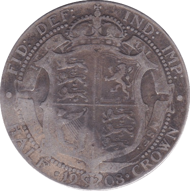 1908 HALFCROWN ( F ) - Halfcrown - Cambridgeshire Coins