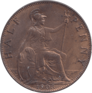 1908 HALFPENNY ( AUNC ) - Halfpenny - Cambridgeshire Coins