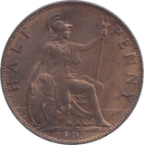 1908 HALFPENNY ( AUNC ) - Halfpenny - Cambridgeshire Coins