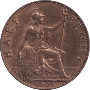 1908 HALFPENNY ( UNC ) - Halfpenny - Cambridgeshire Coins