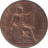 1908 HALFPENNY ( UNC ) - Halfpenny - Cambridgeshire Coins
