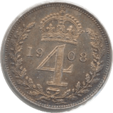 1908 MAUNDY 4 PENCE ( UNC ) - Maundy Coins - Cambridgeshire Coins