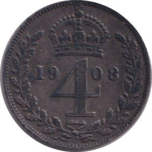 1908 MAUNDY FOURPENCE ( GVF ) - Maundy Coins - Cambridgeshire Coins
