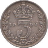 1908 MAUNDY THREEPENCE ( FINE ) 1 - Maundy Coins - Cambridgeshire Coins