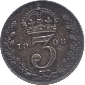 1908 MAUNDY THREEPENCE ( GVF ) 21 - Maundy Coins - Cambridgeshire Coins