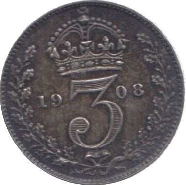 1908 MAUNDY THREEPENCE ( GVF ) 21 - Maundy Coins - Cambridgeshire Coins