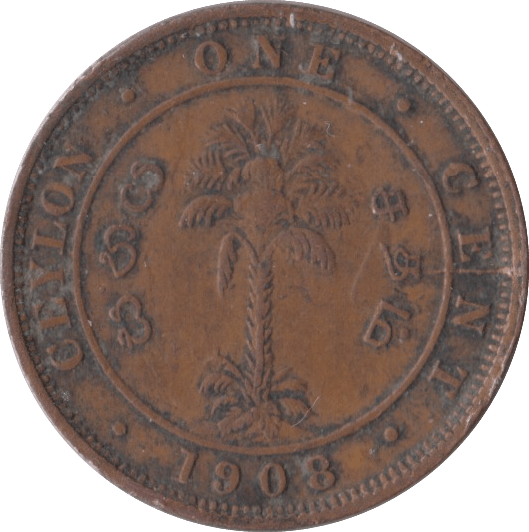 1908 ONE CENT CEYLON - WORLD COINS - Cambridgeshire Coins