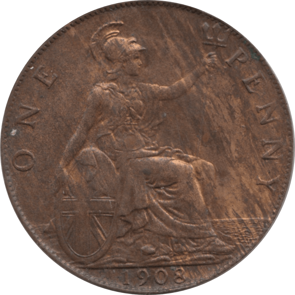 1908 PENNY 1 ( AUNC ) 36 - Penny - Cambridgeshire Coins