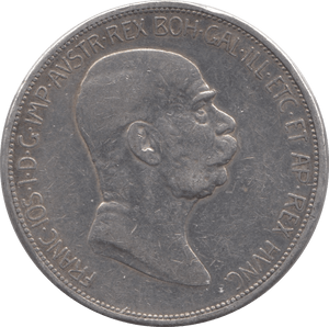 1908 SILVER AUSTRIA 5 CORONA - WORLD COINS - Cambridgeshire Coins