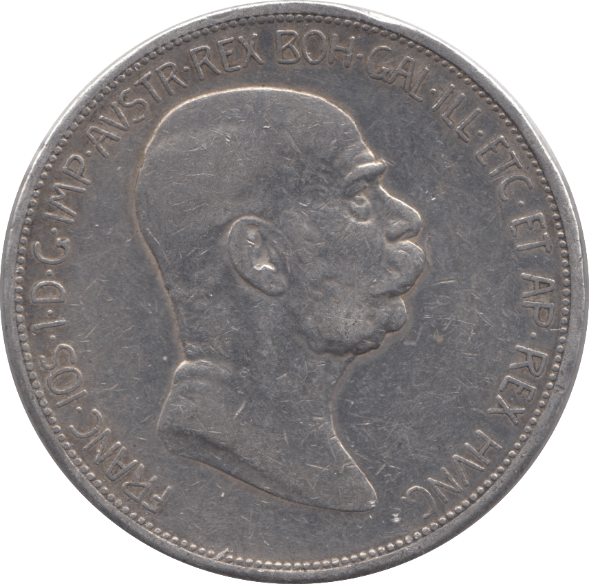 1908 SILVER AUSTRIA 5 CORONA - WORLD COINS - Cambridgeshire Coins