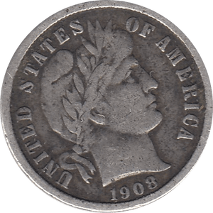 1908 SILVER DIME USA REF H12 - SILVER WORLD COINS - Cambridgeshire Coins