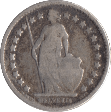 1908 SILVER SWISS 1/2 FRANC - SILVER WORLD COINS - Cambridgeshire Coins
