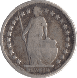 1908 SILVER SWISS 1/2 FRANC - SILVER WORLD COINS - Cambridgeshire Coins