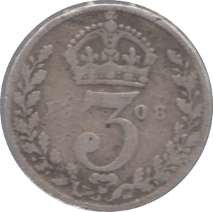 1908 SILVER THREEPENCE ( FAIR ) - Threepence - Cambridgeshire Coins