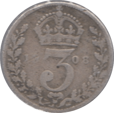 1908 SILVER THREEPENCE ( FAIR ) - Threepence - Cambridgeshire Coins