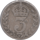 1908 SILVER THREEPENCE ( FAIR ) - Threepence - Cambridgeshire Coins