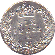 1908 SIXPENCE ( EF ) - Sixpence - Cambridgeshire Coins