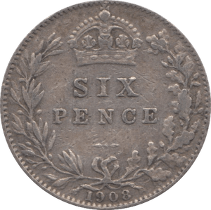 1908 SIXPENCE ( VF ) - Sixpence - Cambridgeshire Coins
