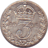 1908 THREEPENCE ( AUNC ) - Threepence - Cambridgeshire Coins
