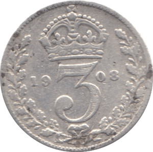 1908 THREEPENCE ( F ) - Threepence - Cambridgeshire Coins