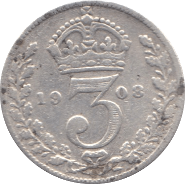 1908 THREEPENCE ( F ) - Threepence - Cambridgeshire Coins