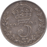 1908 THREEPENCE ( FINE ) - Threepence - Cambridgeshire Coins