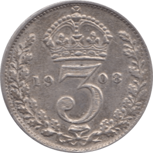 1908 THREEPENCE ( GVF ) 3 - Threepence - Cambridgeshire Coins