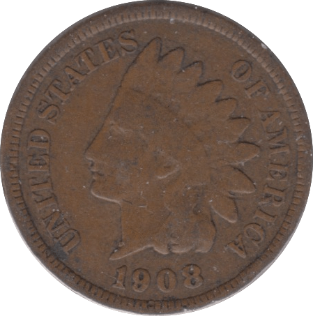 1908 USA ONE CENT - WORLD COINS - Cambridgeshire Coins