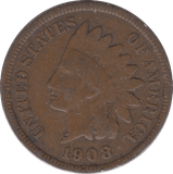 1908 USA ONE CENT - WORLD COINS - Cambridgeshire Coins