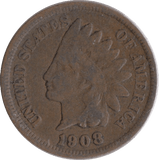 1908 USA ONE CENT - WORLD COINS - Cambridgeshire Coins