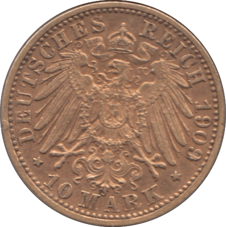 1909 GOLD GERMANY 10 MARKS - Gold World Coins - Cambridgeshire Coins