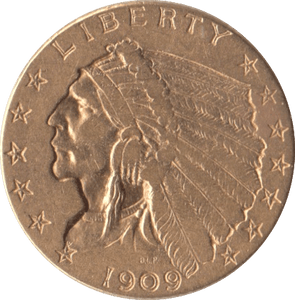 1909 GOLD TWO AN A HALF DOLLAR USA - Gold World Coins - Cambridgeshire Coins