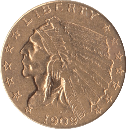 1909 GOLD TWO AN A HALF DOLLAR USA - Gold World Coins - Cambridgeshire Coins