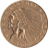 1909 GOLD TWO AN A HALF DOLLAR USA - Gold World Coins - Cambridgeshire Coins