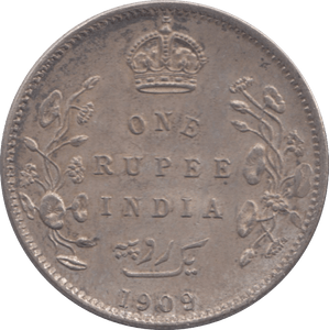 1909 INDIA SILVER ONE RUPEE - SILVER WORLD COINS - Cambridgeshire Coins