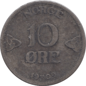 1909 NORWAY SILVER 10 ORE - WORLD SILVER COINS - Cambridgeshire Coins