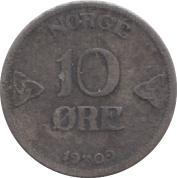 1909 NORWAY SILVER 10 ORE - WORLD SILVER COINS - Cambridgeshire Coins