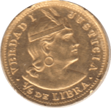 1909 PERU GOLD 1/5 LIBRA - Gold World Coins - Cambridgeshire Coins