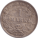 1909 SILVER 1 MARK GERMAN - SILVER WORLD COINS - Cambridgeshire Coins
