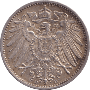 1909 SILVER 1 MARK GERMAN - SILVER WORLD COINS - Cambridgeshire Coins