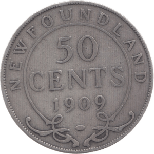 1909 SILVER 50 CENT NEWFOUNDLAND - WORLD SILVER COINS - Cambridgeshire Coins
