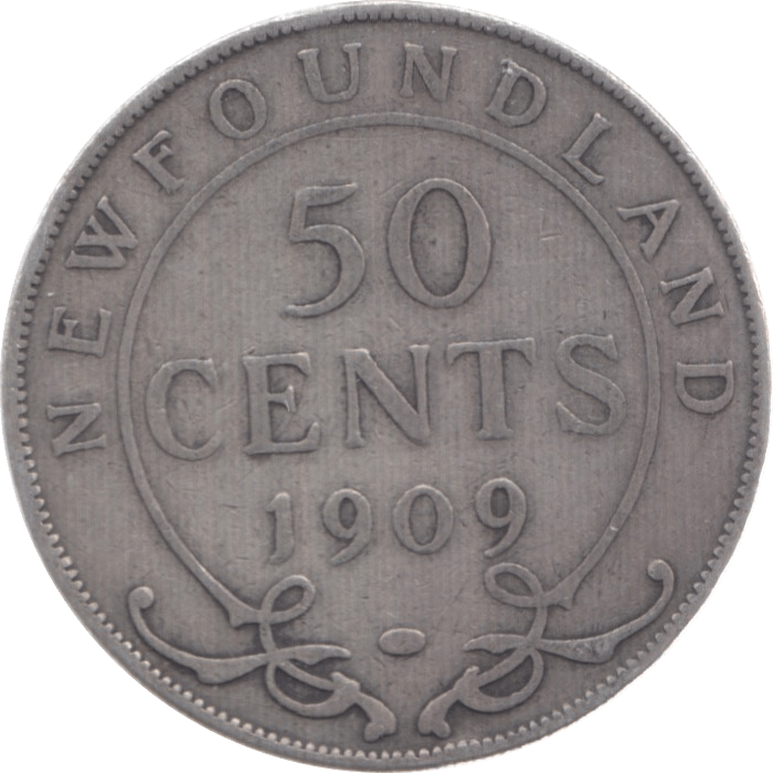 1909 SILVER 50 CENT NEWFOUNDLAND - WORLD SILVER COINS - Cambridgeshire Coins