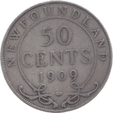 1909 SILVER 50 CENT NEWFOUNDLAND - WORLD SILVER COINS - Cambridgeshire Coins