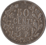 1909 SILVER FIFTY CENTS BELGIUM - WORLD COINS - Cambridgeshire Coins
