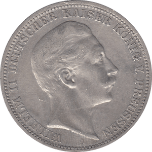 1909 SILVER GERMANY DREI MARK - SILVER WORLD COINS - Cambridgeshire Coins