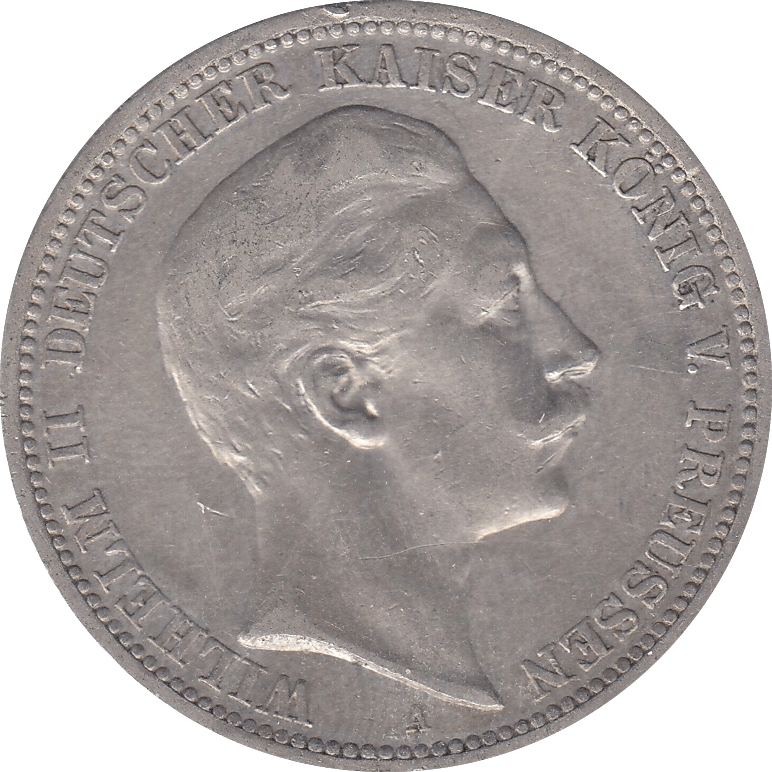 1909 SILVER GERMANY DREI MARK - SILVER WORLD COINS - Cambridgeshire Coins