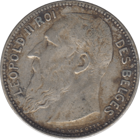 1909 SILVER ONE FRANC BELGIUM - SILVER WORLD COINS - Cambridgeshire Coins